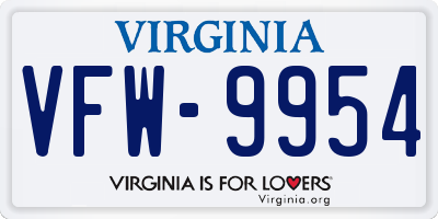VA license plate VFW9954