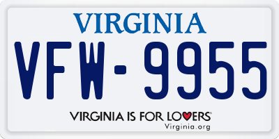 VA license plate VFW9955
