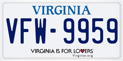 VA license plate VFW9959