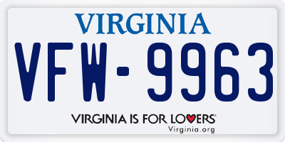 VA license plate VFW9963