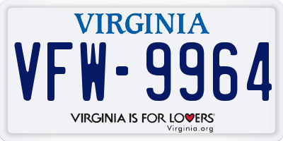 VA license plate VFW9964