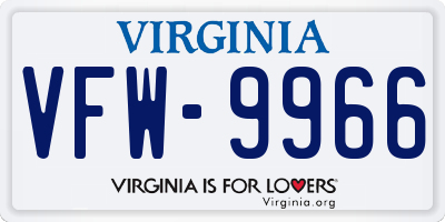 VA license plate VFW9966