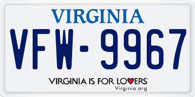 VA license plate VFW9967