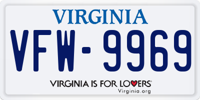 VA license plate VFW9969