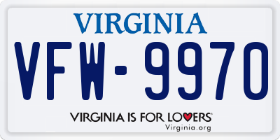 VA license plate VFW9970
