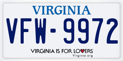 VA license plate VFW9972