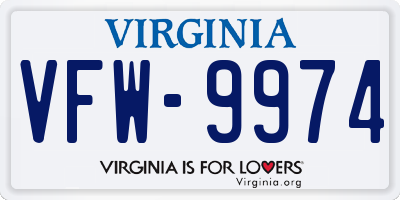 VA license plate VFW9974