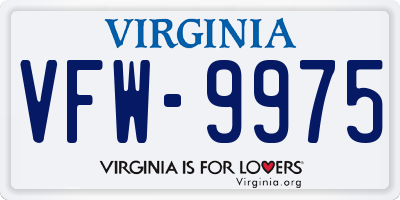 VA license plate VFW9975