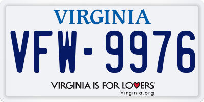 VA license plate VFW9976