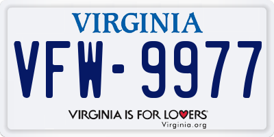 VA license plate VFW9977