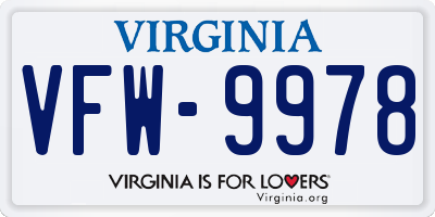 VA license plate VFW9978