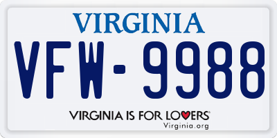 VA license plate VFW9988