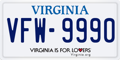 VA license plate VFW9990
