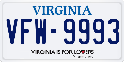 VA license plate VFW9993