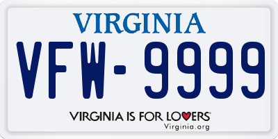 VA license plate VFW9999