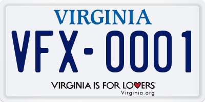 VA license plate VFX0001