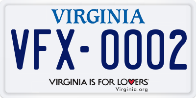 VA license plate VFX0002