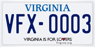 VA license plate VFX0003