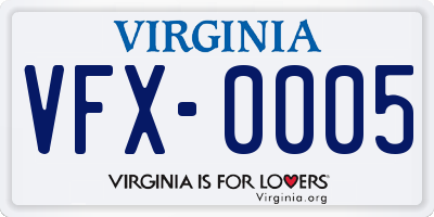 VA license plate VFX0005