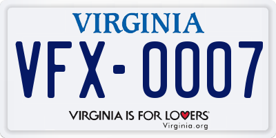 VA license plate VFX0007