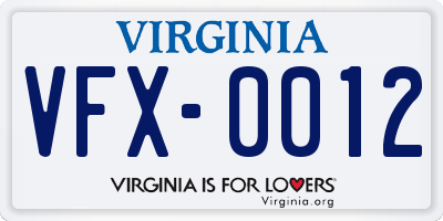 VA license plate VFX0012