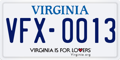 VA license plate VFX0013