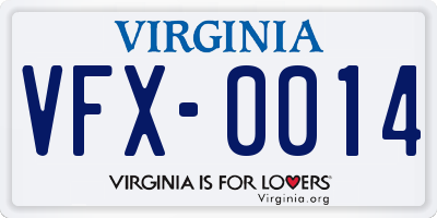 VA license plate VFX0014