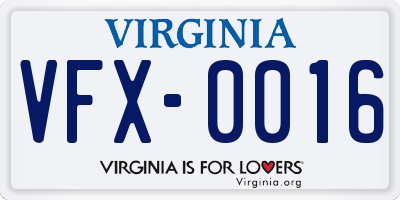 VA license plate VFX0016
