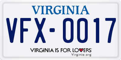 VA license plate VFX0017