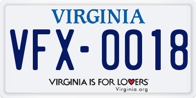 VA license plate VFX0018