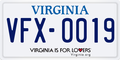 VA license plate VFX0019