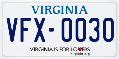 VA license plate VFX0030