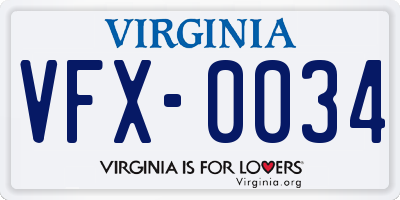 VA license plate VFX0034