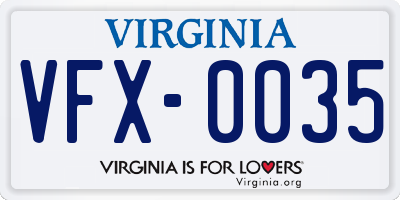 VA license plate VFX0035