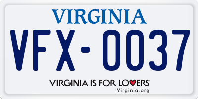 VA license plate VFX0037