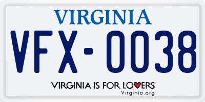 VA license plate VFX0038