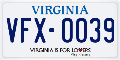 VA license plate VFX0039