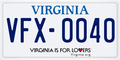 VA license plate VFX0040