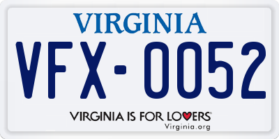 VA license plate VFX0052