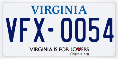 VA license plate VFX0054