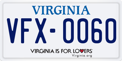VA license plate VFX0060