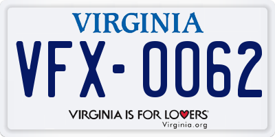 VA license plate VFX0062
