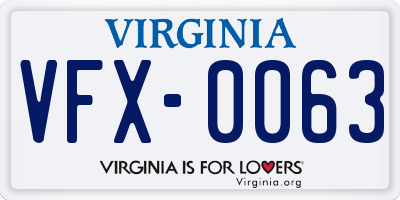 VA license plate VFX0063