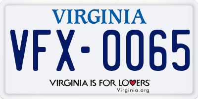 VA license plate VFX0065