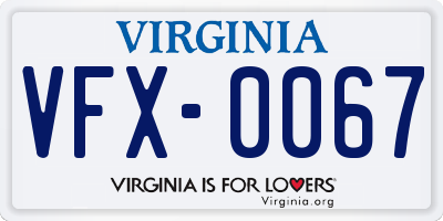 VA license plate VFX0067