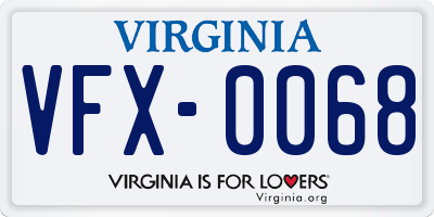 VA license plate VFX0068