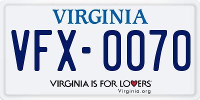 VA license plate VFX0070