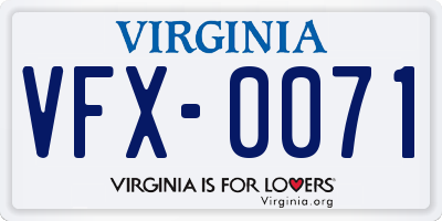 VA license plate VFX0071