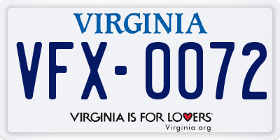 VA license plate VFX0072