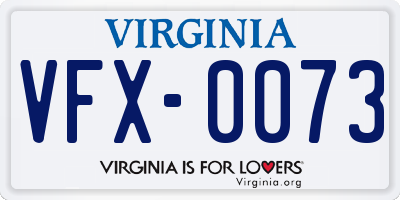 VA license plate VFX0073
